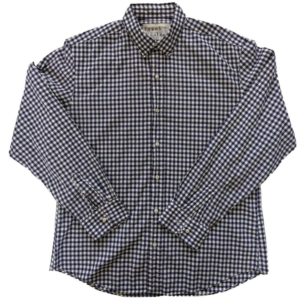 Frank & Eileen Mens Finbar Purple Check 100% Cotton Button Down Shirt Sz Large